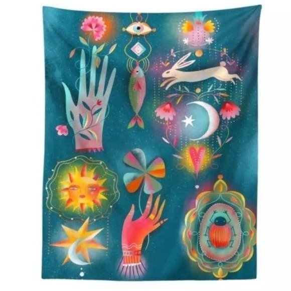 *50% OFF! 2 Cloth Tapestries bohemian mushrooms moon floral tapestry decor - Picture 2 of 3